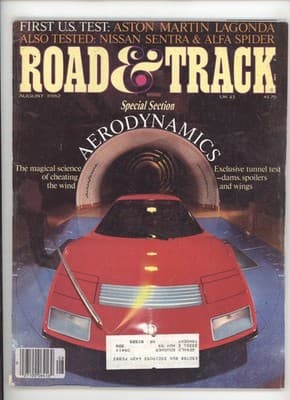 Road & Track August 1982 Aston Martin Lagonda Aerodynamics Magazine