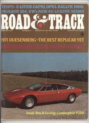 Road & Track February 1971 Lamborghini P250 Wankel Engine Magazine