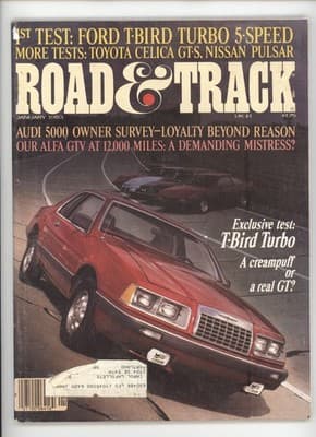 Road & Track January 1983 Ford T-Bird Turbo Test Car Magazine