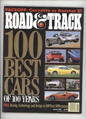Road & Track January 2000 100 Best Cars Corvette Porsche Magazine