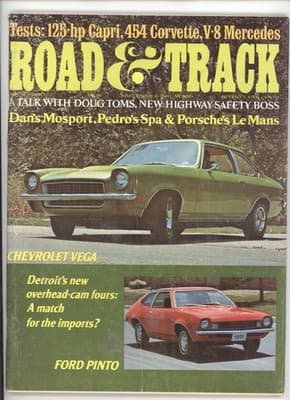 Road & Track September 1970 Chevrolet Vega Ford Pinto Magazine