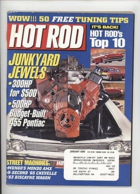 Hot Rod January 1999 500HP Pontiac Street Machines Magazine