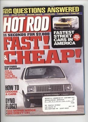 Hot Rod April 2000 11 Seconds For $2000 Fast Cars Magazine