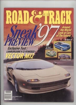Road & Track September 1996 Vector M12 Lamborghini Magazine