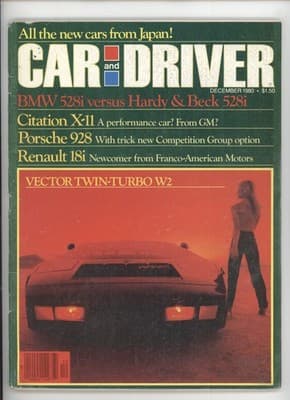Car and Driver December 1980 Vector Twin-Turbo BMW Porsche Magazine