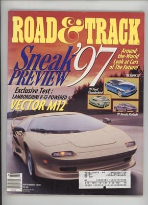 Road & Track September 1996 Lamborghini V12 Vector M12 Magazine
