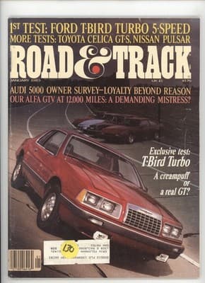 Road & Track January 1983 Ford T-Bird Turbo Test Magazine