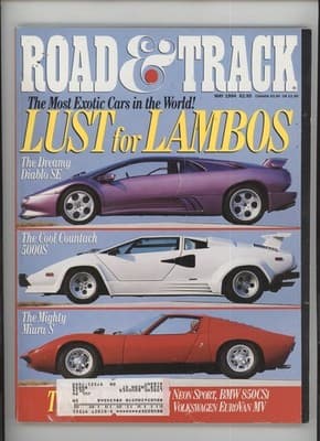 Road & Track May 1994 Lamborghini Diablo Countach Magazine
