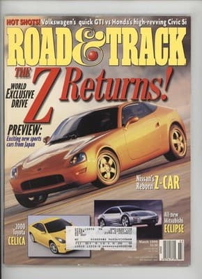 Road & Track March 1999 Nissan Z Toyota Celica Mitsubishi Eclipse