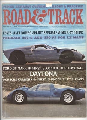 Road & Track May 1966 Ferrari Porsche Ford GT Le Mans Magazine