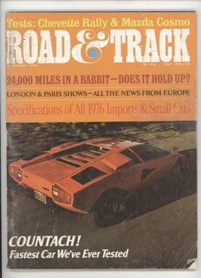 Road & Track February 1976 Lamborghini Countach Magazine