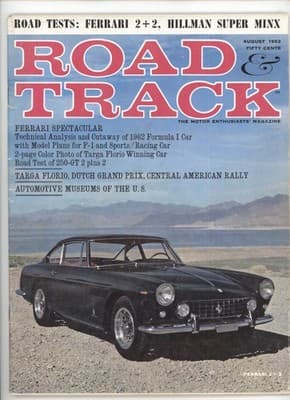 Road & Track August 1962 Ferrari 2+2 GTO F1 Car Magazine