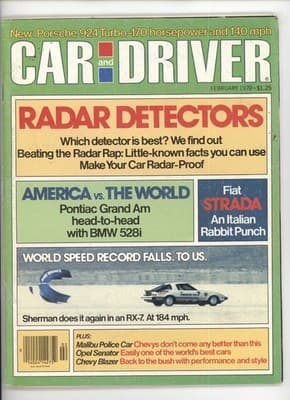 Car & Driver February 1979 Porsche 924 Turbo, RX-7 Magazine