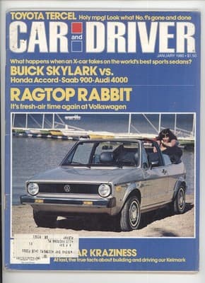 Car and Driver January 1980 Toyota Tercel VW Rabbit Magazine