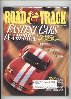 Road & Track June 1995 Fastest Cars Viper Corvette Mustang Magazine