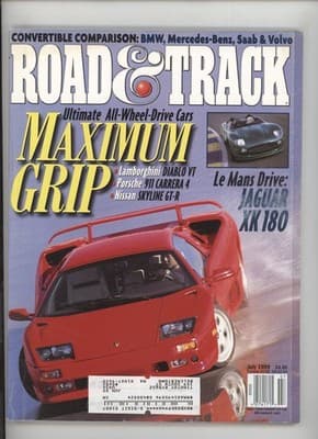 Road & Track July 1999 Lamborghini Diablo Jaguar XK 180 Magazine