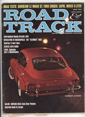 Road & Track June 1962 Sunbeam Le Mans GT Car Magazine