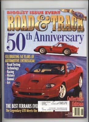 Road & Track June 1997 50th Anniversary Ferrari Magazine