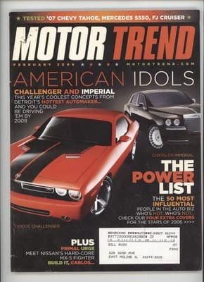 Motor Trend February 2006 Dodge Challenger Imperial Car Magazine