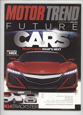 Motor Trend April 2012 Future Cars Acura NSX Kia Track'ster Magazine
