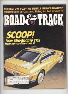 Road & Track February 1987 Mid-Engine CRX Honda Magazine