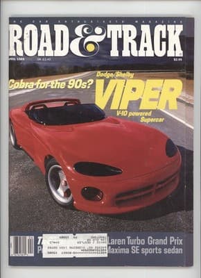 Road & Track April 1989 Dodge Shelby Viper V-10 Sports Car Magazine