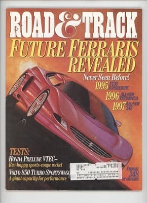 Road & Track March 1994 Future Ferraris Honda Prelude Magazine