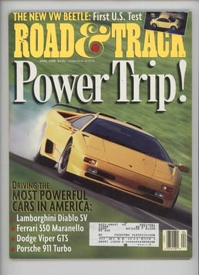 Road & Track April 1998 New VW Beetle First Test, Diablo SV Magazine