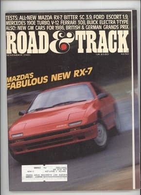 Road & Track November 1985 Mazda RX-7 Magazine