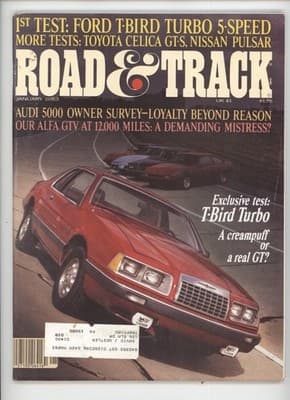 Road & Track January 1983 Ford Thunderbird Turbo Test Magazine