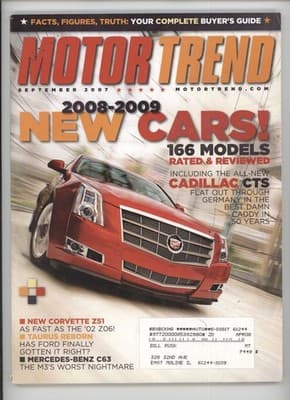 Motor Trend September 2007 2008-09 New Cars Buyer's Guide Magazine