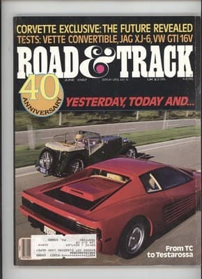 Road & Track June 1987 40th Anniversary Vette Future Testarossa Magazine