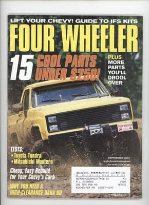 Four Wheeler September 2001 Lift Your Chevy IFS Kits Magazine