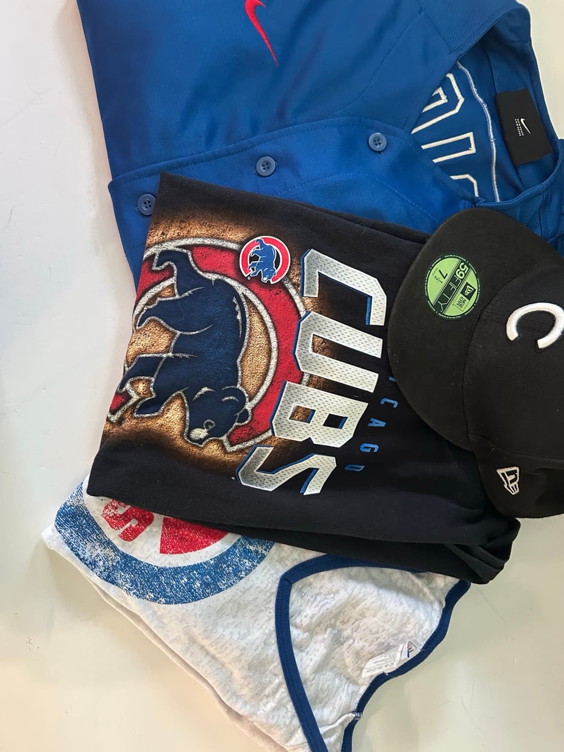 Chicago Cubs Bundle 4 Pc Nike Jersey 59FIFTY Hat Cubs Shirts - Image 1