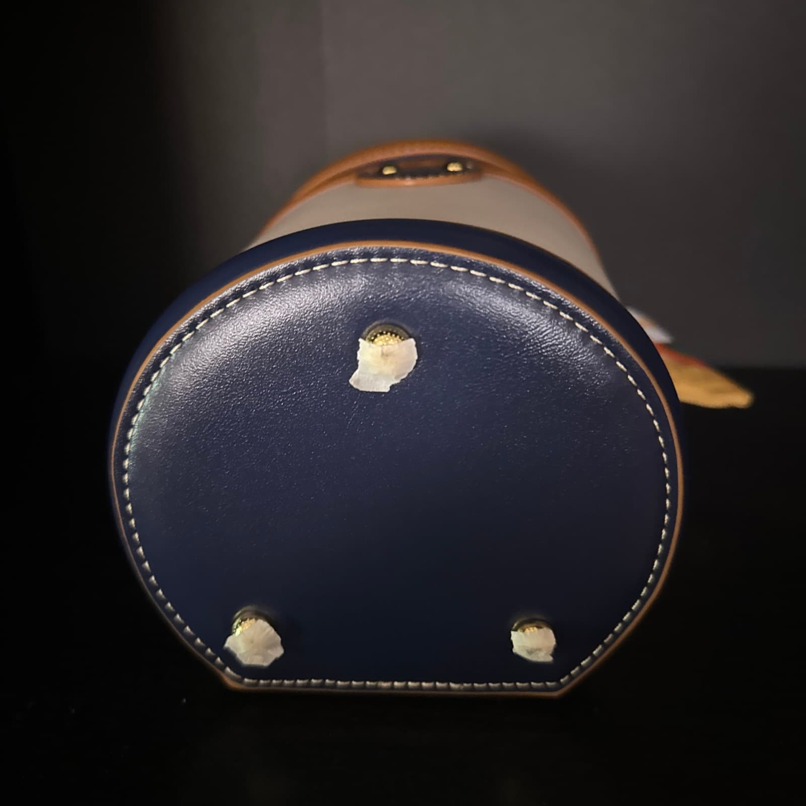 Vintage Round Handbag with Scarf Detail and Removable Strap - Thumbnail 3