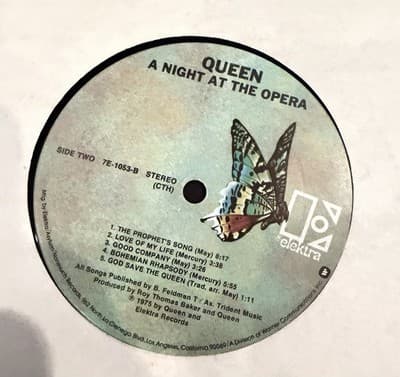 Queen a Night at the Opera Vinyl LP 1975 First Press Elektra No Cover - Thumbnail 2