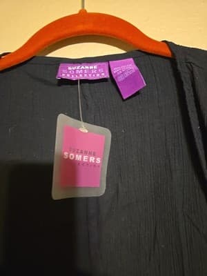 Suzanne Somers Vintage Black Embroidered Open Front Kimono Cardigan Cap - Thumbnail 5