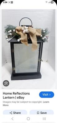 Home Reflections 16" Flameless Frosted Glass Lantern w/ Bow-on/off and timer - Image 1