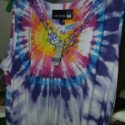 New ANTTHONY Originals Dress Colorful Tie Dye Printed SlvLs Sundress Maxi Vaca - Image 1