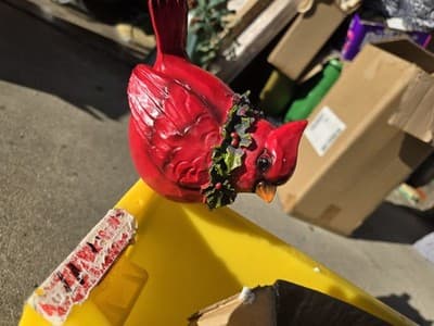 Christmas Cardinals Figures Fat Birds Decor Wreaths Tabletop Rustic Primitive - Image 1