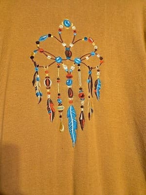 Bob Mackie Wearable Art Dream Catcher Embroidered Camel Cardigan Women's Small - Thumbnail 6