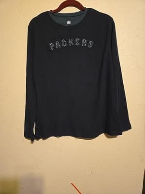 Green Bay Packers Sweater Womens Black Pro line Walffle Shirt 2xl - Image 1