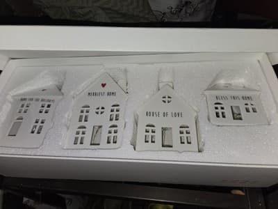 Peace Love World Set of 3 Ceramic Houses - Image 1