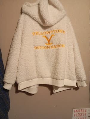 Yellowstone x BumbleBella by Jill Martin Sherpa Zip-Up Hoodie, Size Xl White - Image 1
