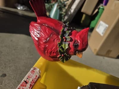 Christmas Cardinals Figures Fat Birds Decor Wreaths Tabletop Rustic Primitive - Thumbnail 3