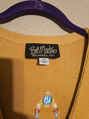 Bob Mackie Wearable Art Dream Catcher Embroidered Camel Cardigan Women's Small - Thumbnail 3