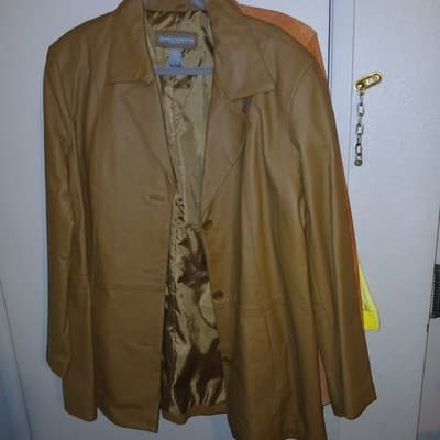 Jessica Holbrook Easy Care Genuine Leather Jacket Size 1xl Never Worn Tan - Image 1