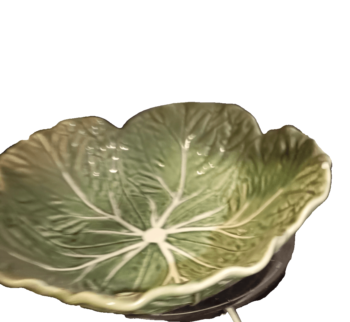 Bordallo Pinheiro Cabbage Leaf 11.5” x 3” Large Deep Salad Serving Bowl -Sm Chip - Image 1