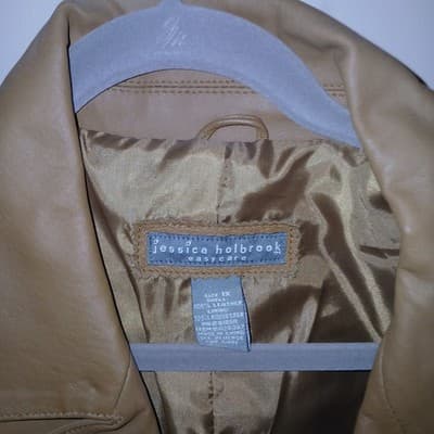 Jessica Holbrook Easy Care Genuine Leather Jacket Size 1xl Never Worn Tan - Thumbnail 3