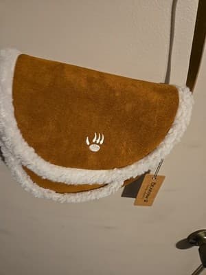 Bearpaw Shearling Trim Crossbody Saddle Bag- - Image 1